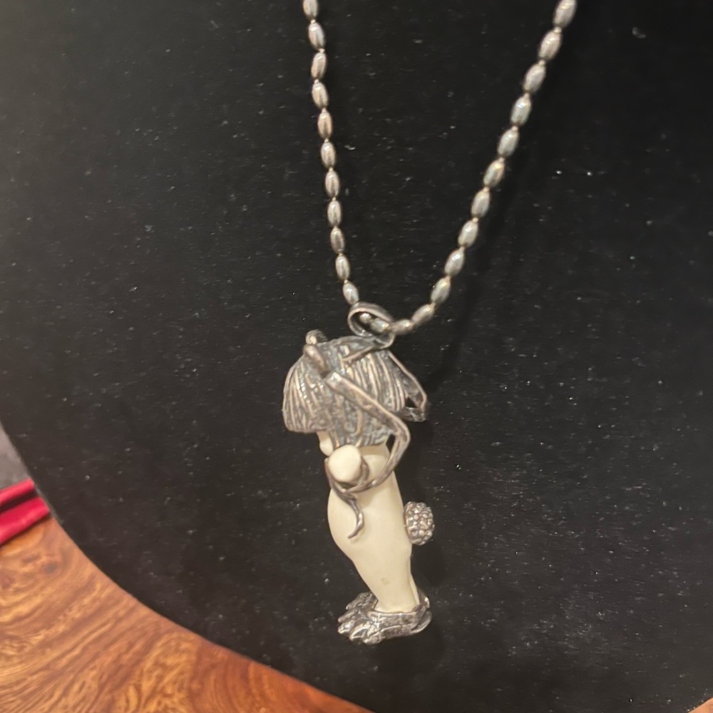 Gem Kingdom Sterling Silver and Porcelain white Teddy Bear King Baby Necklace